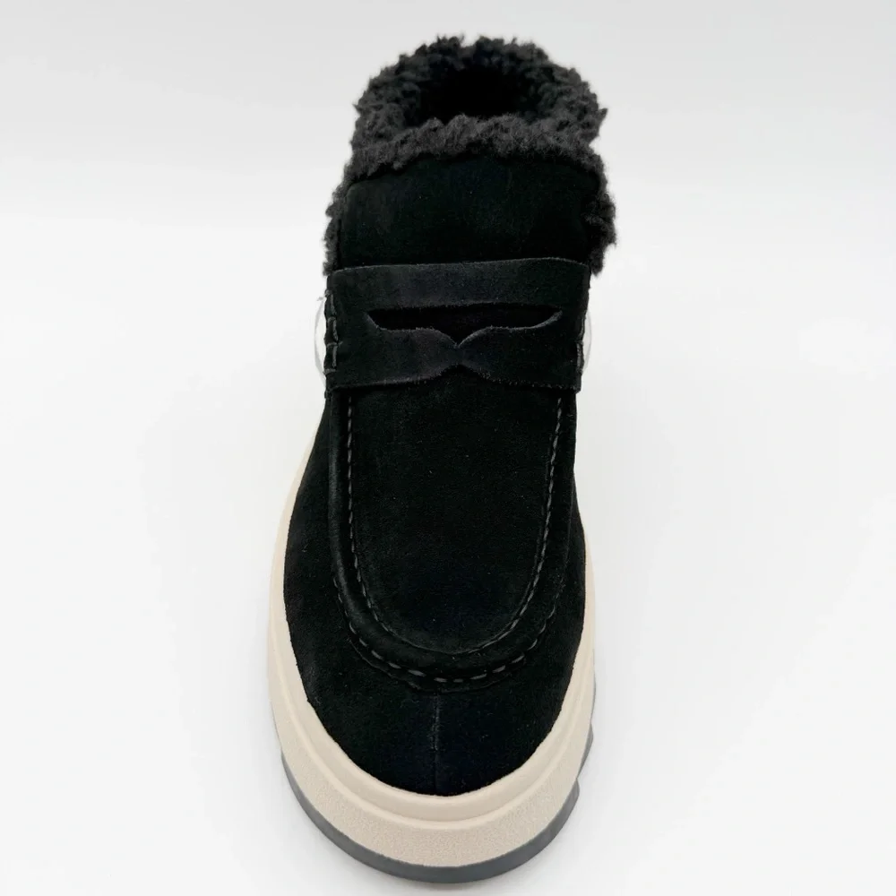 Ash Magic Moc Platform Lug Sole Ankle Boot Suede Shearling Black EU41 US 11 NEW
